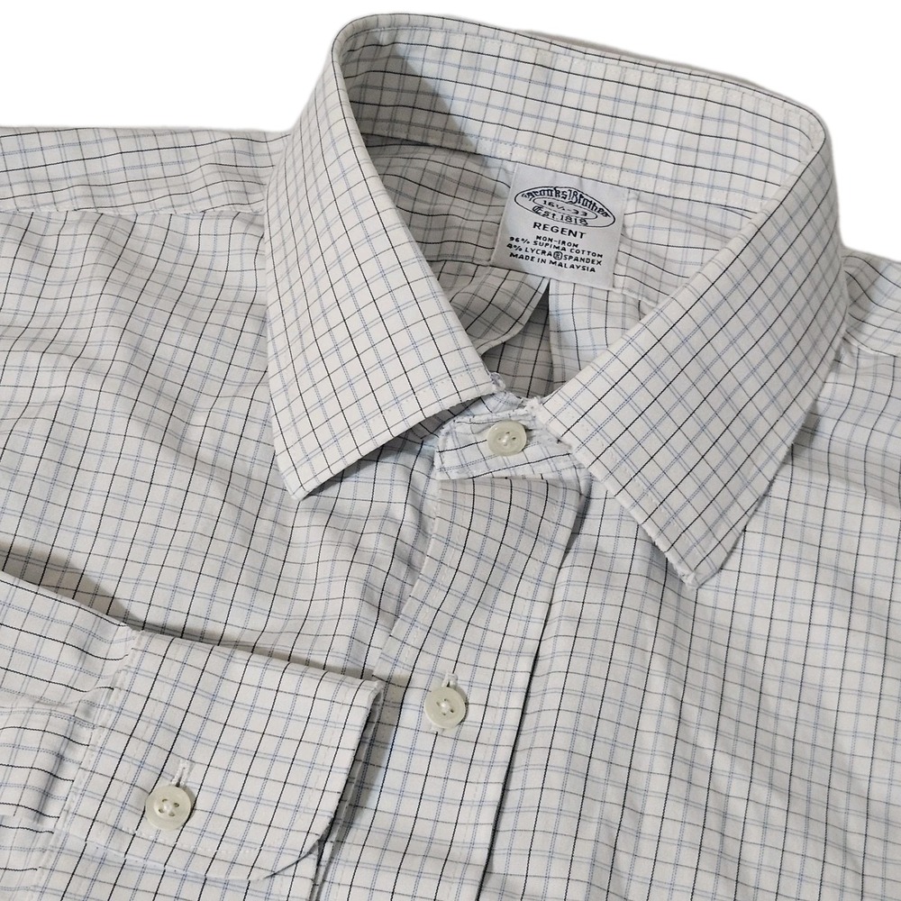 BROOKS BROTHERS REGENT XL SUPIMA BUTTON Dress SHIRT ‎ Check OXFORD  16.5 33